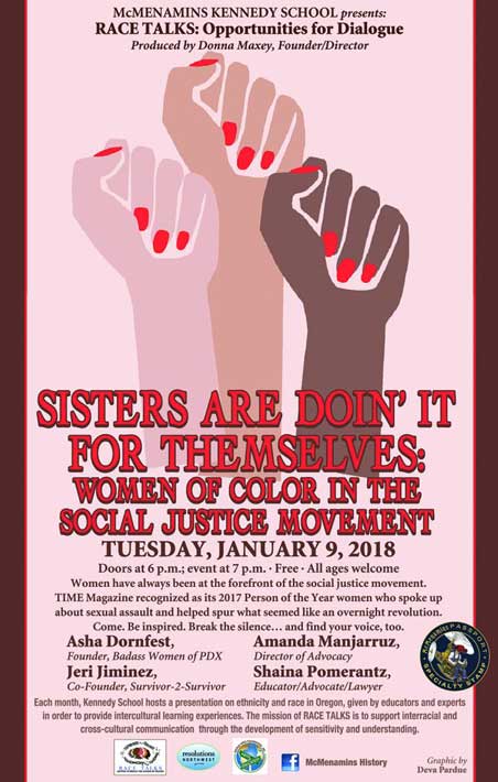three women's first in the air of different shades of color with red painted fingernails